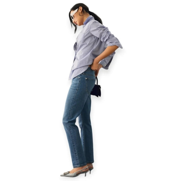 Anthropologie Pilcro Slim Boyfriend Fit Jeans Medium Blue Wash 27 - Picture 11 of 16